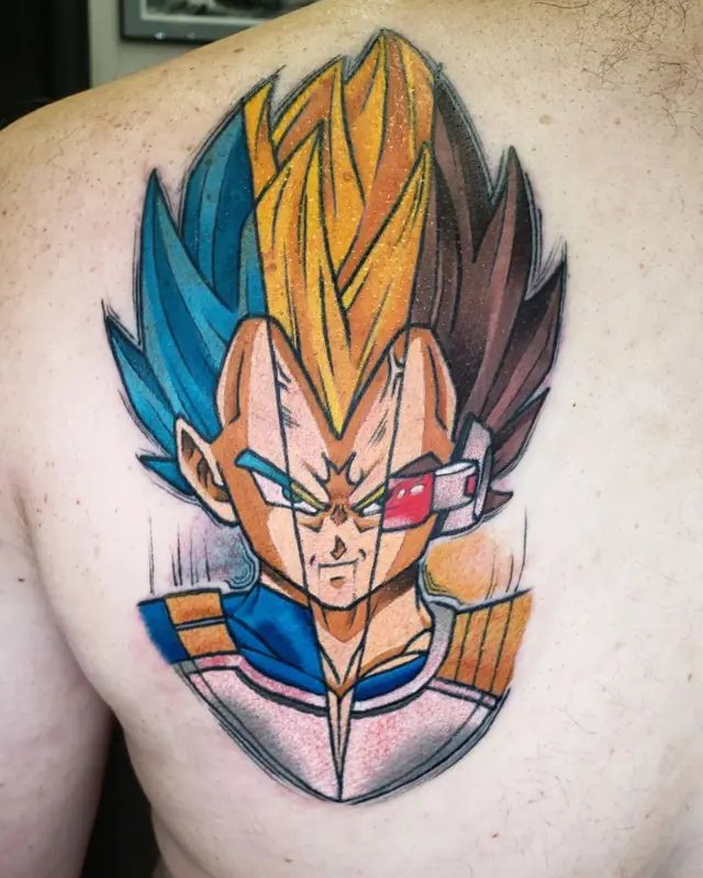 Color anime warrior tattoo by Chris Carp at Heart & Sword Tattoo